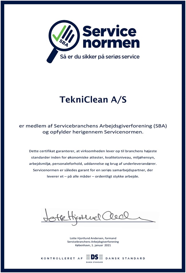 Servicenormen SBA Certifikat 2021